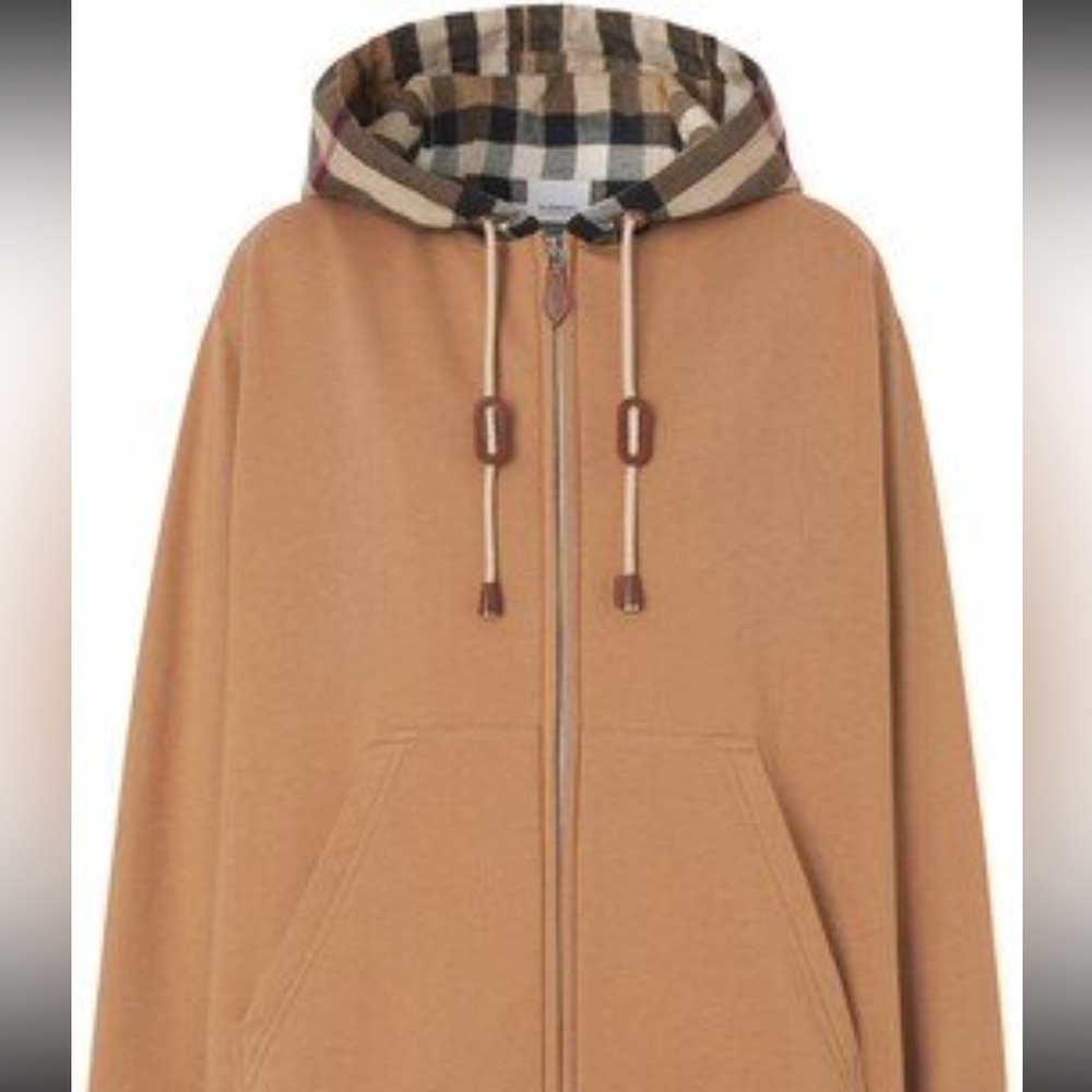 Burberry Poulter Check Oversize High-Low Cotton Houodie